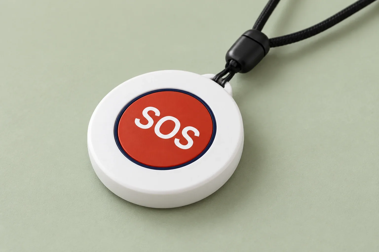 一键呼叫器红色 SOS 按键近景